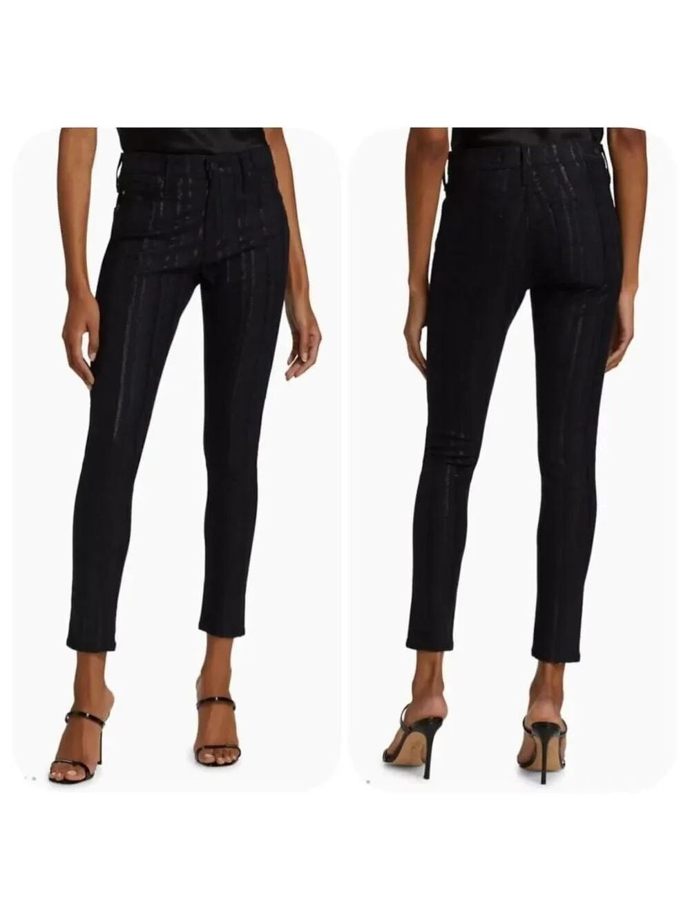 NWOT AG Jeans Farrah Skinny Ankle Metallic Stripe Jeans Sz 26